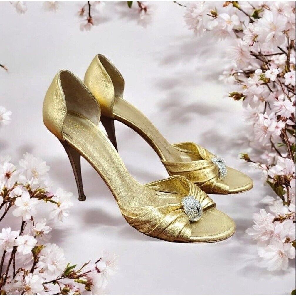 Giuseppe Zanotti Giuseppe Zanotti Gold Peep Toe Pumps Size EU 39.5/US 9 Size US 9 / IT 39 - 1 Thumbnail