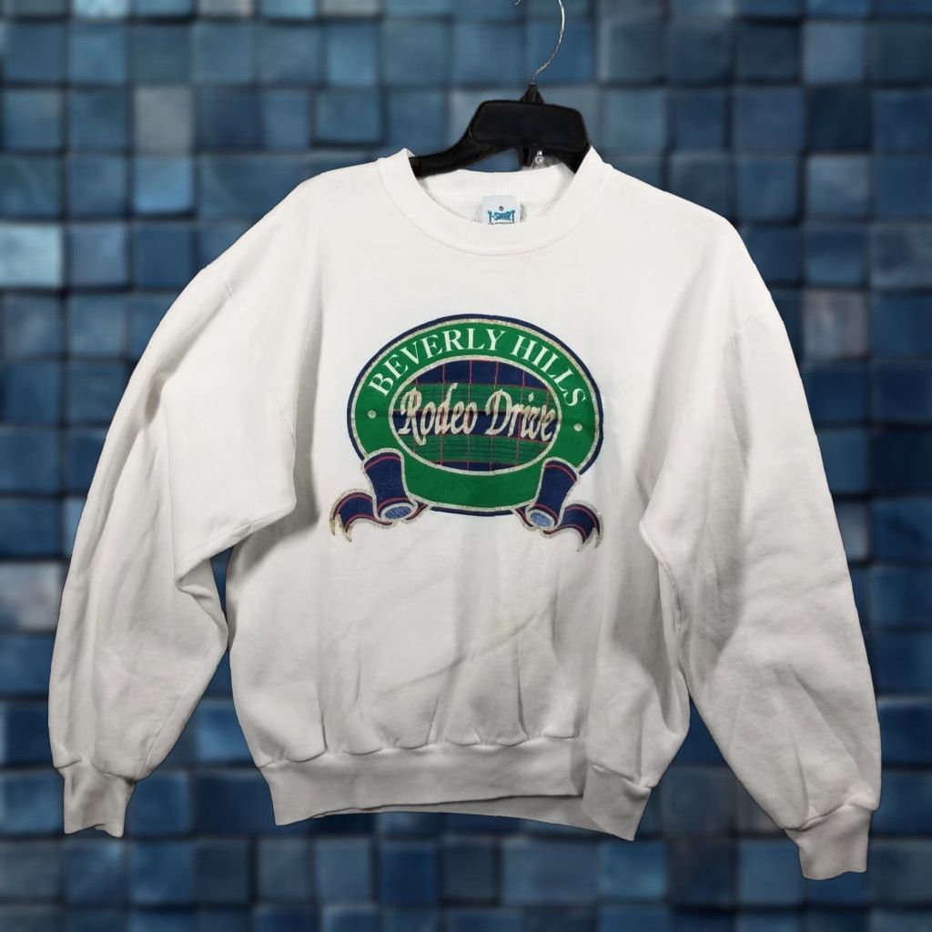 Vintage Vintage Beverly Hills Rodeo Drive Sweatshirt Mens Medium White Crewneck 90s USA Size US M / EU 48-50 / 2 - 1 Thumbnail