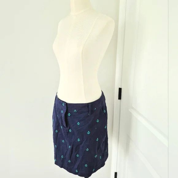 Vacation British Khaki Embroidered Anchor Skirt Nautical Summer Size 30" / US 8 / IT 44 - 3 Thumbnail