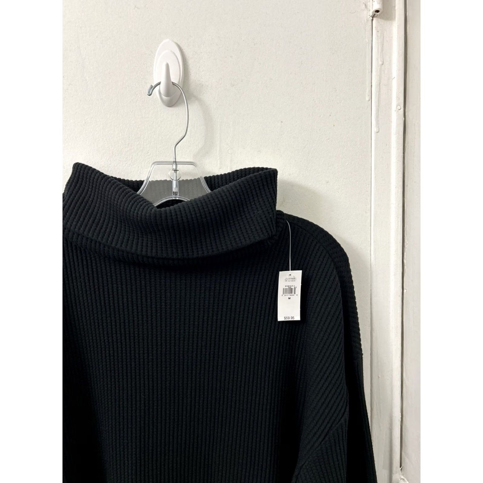 Gap Gap Womens M Black Thermal Waffle Knit Turtleneck Pullover Sweater NWT Size M / US 6-8 / IT 42-44 - 4 Thumbnail