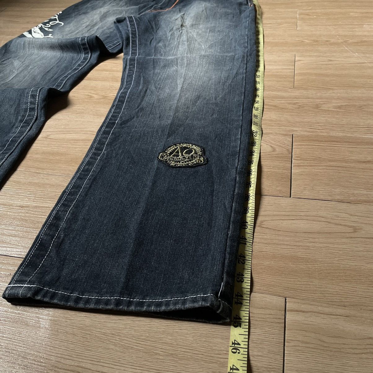 Hysteric Glamour Akademiks Patches Paint Embroidered Jnco Style Baggy Jeans Size US 34 / EU 50 - 14 Thumbnail