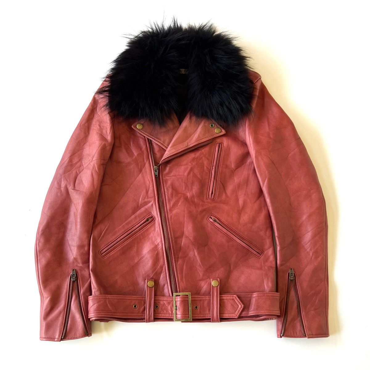 RSY Lether Biker Fur Collar Jacket