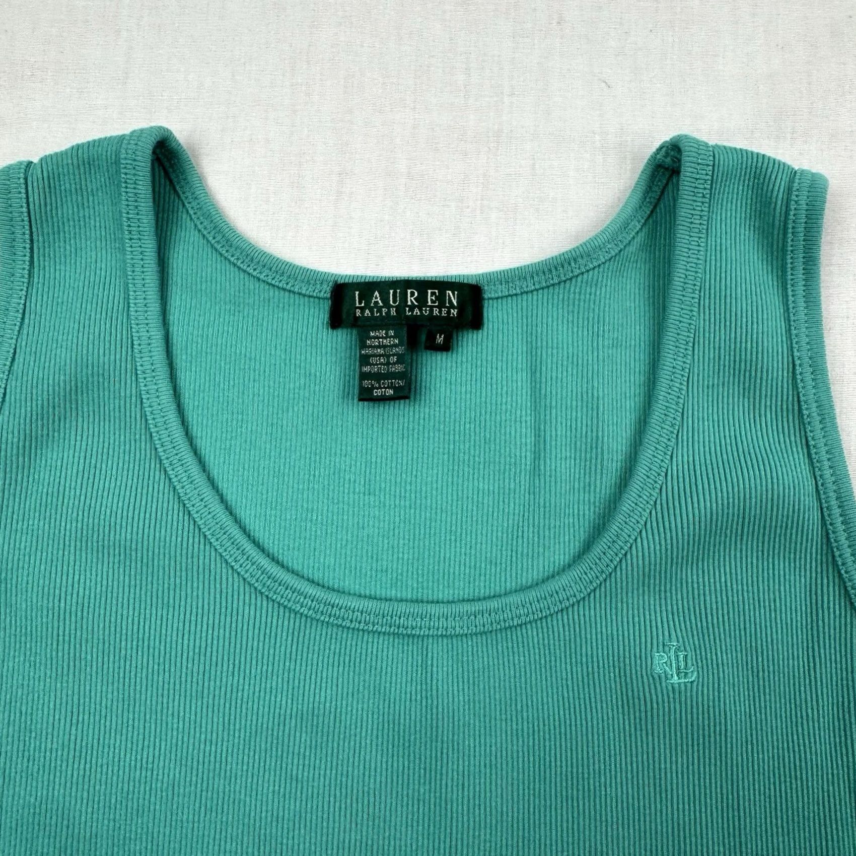 Ralph Lauren VINTAGE Lauren Ralph Top Womens M Blue Tank Teal Y2K Designer Boho USA Size M / US 6-8 / IT 42-44 - 2 Thumbnail