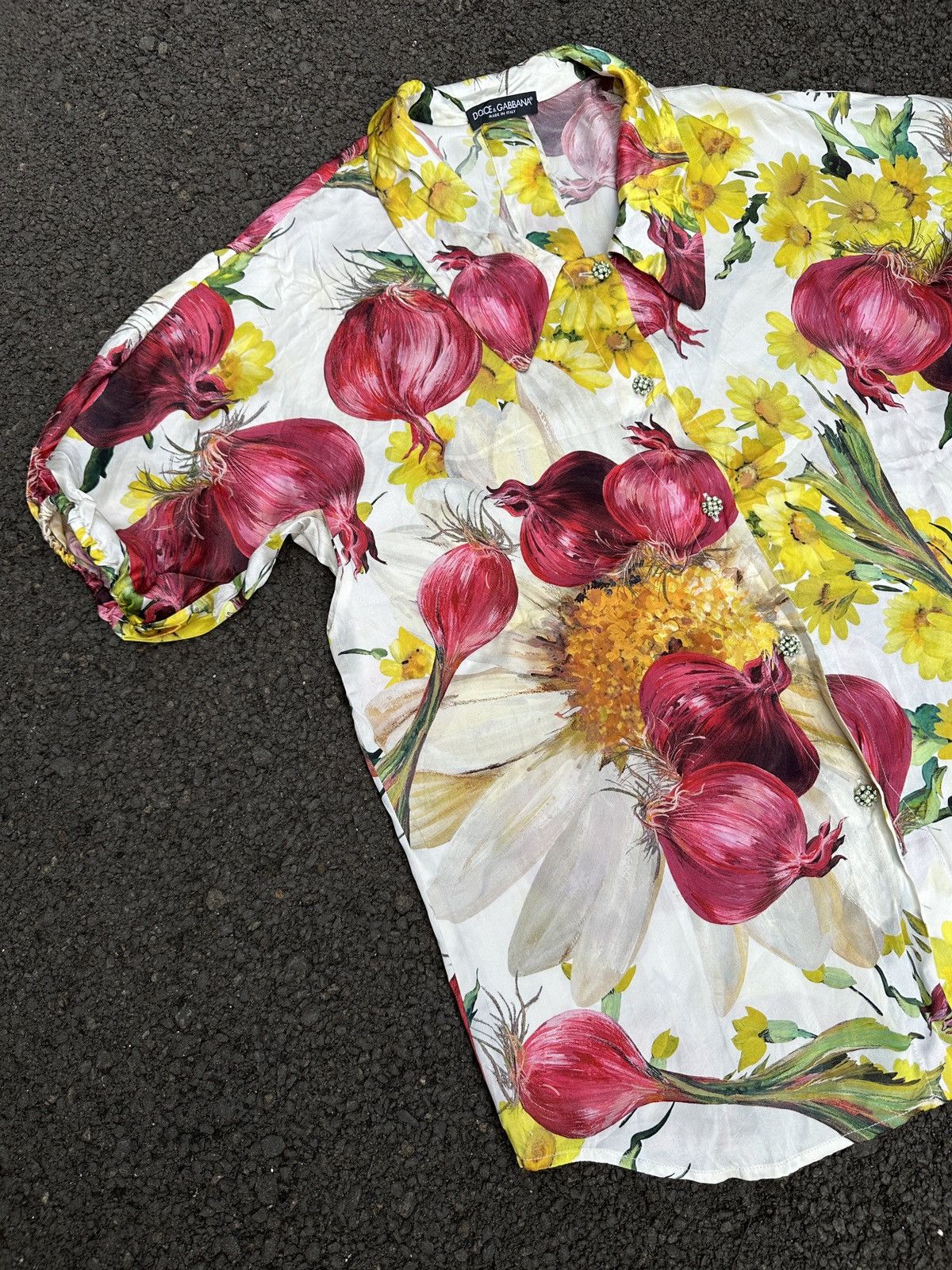 Dolce & Gabbana RARE DOLCE & GABBANA ONION PRINT SILK BLOUSE TOP WOMEN Size L / US 10 / IT 46 - 3 Thumbnail