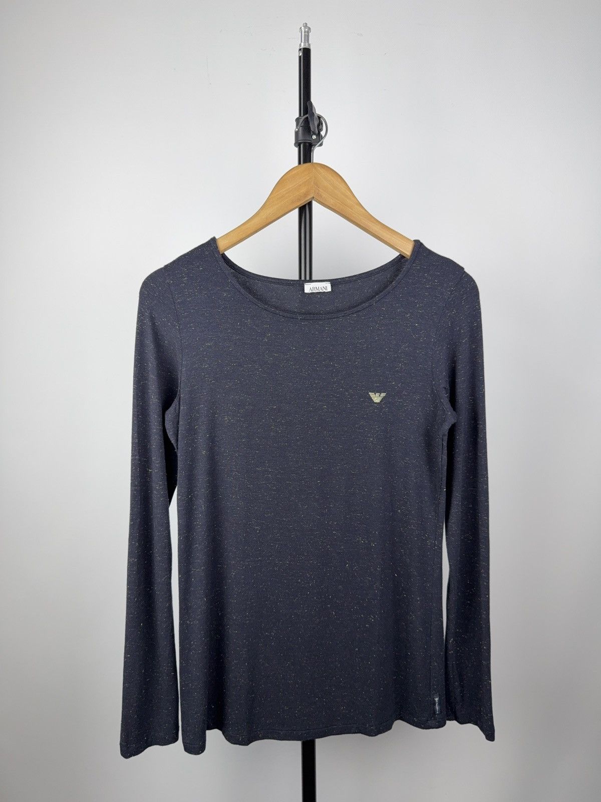 Armani × Designer Armani Jeans Navy Gold Speckled Long Sleeve Top Size M / US 6-8 / IT 42-44 - 1 Thumbnail