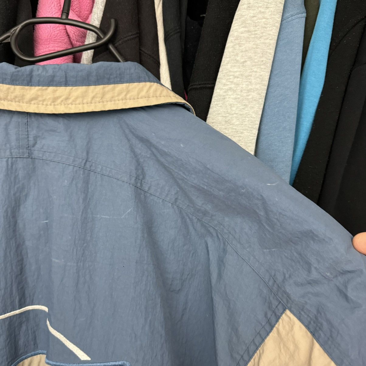 Nike × Vintage Vintage Nike Central Swoosh Bomber Jacket 90s y2k beige blue Size US M / EU 48-50 / 2 - 11 Thumbnail