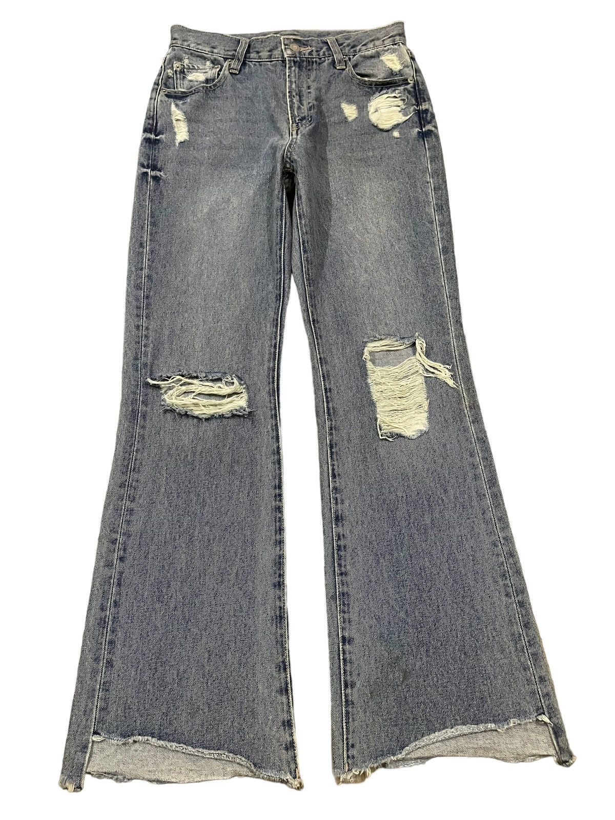 If Six Was Nine Vintage Japanese Brand Blue Wash Distressed Flare Jeans Size US 28 / EU 44 - 1 Thumbnail