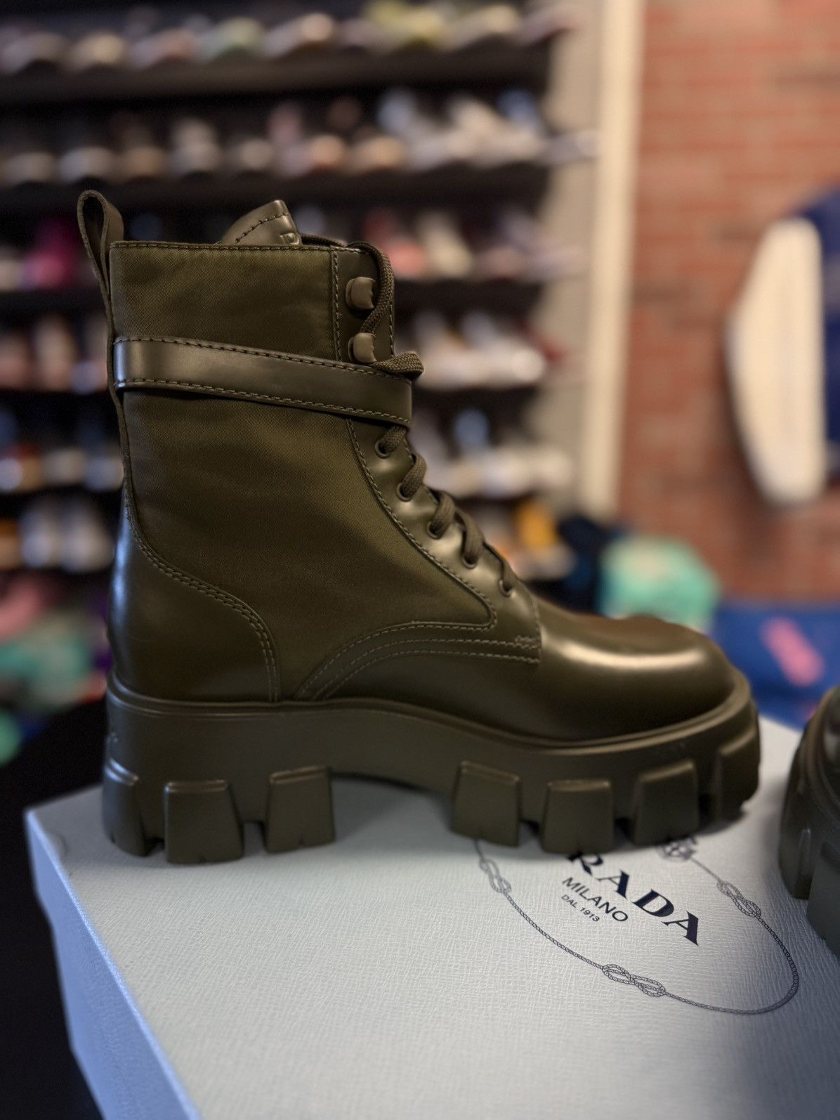 Prada Prada High Top Green Combat Boots Size 39 NEW $1750 Retail Size US 9 / IT 39 - 12 Thumbnail