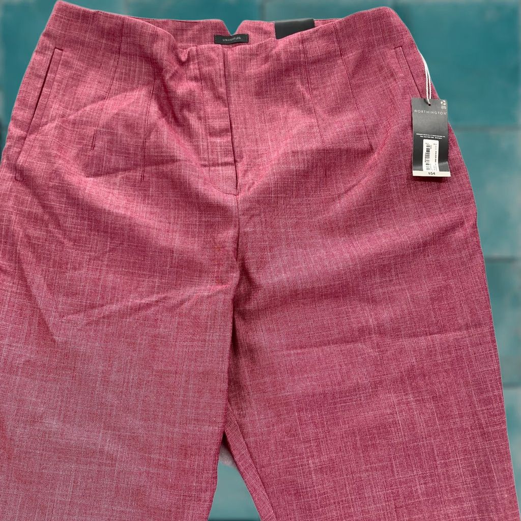 Worthington Worthington Dress Pant Women's 14 Straight Leg Crop Red Stretch Fabric High Rise Pants Size 36" / US 14 / IT 50 - 1 Thumbnail