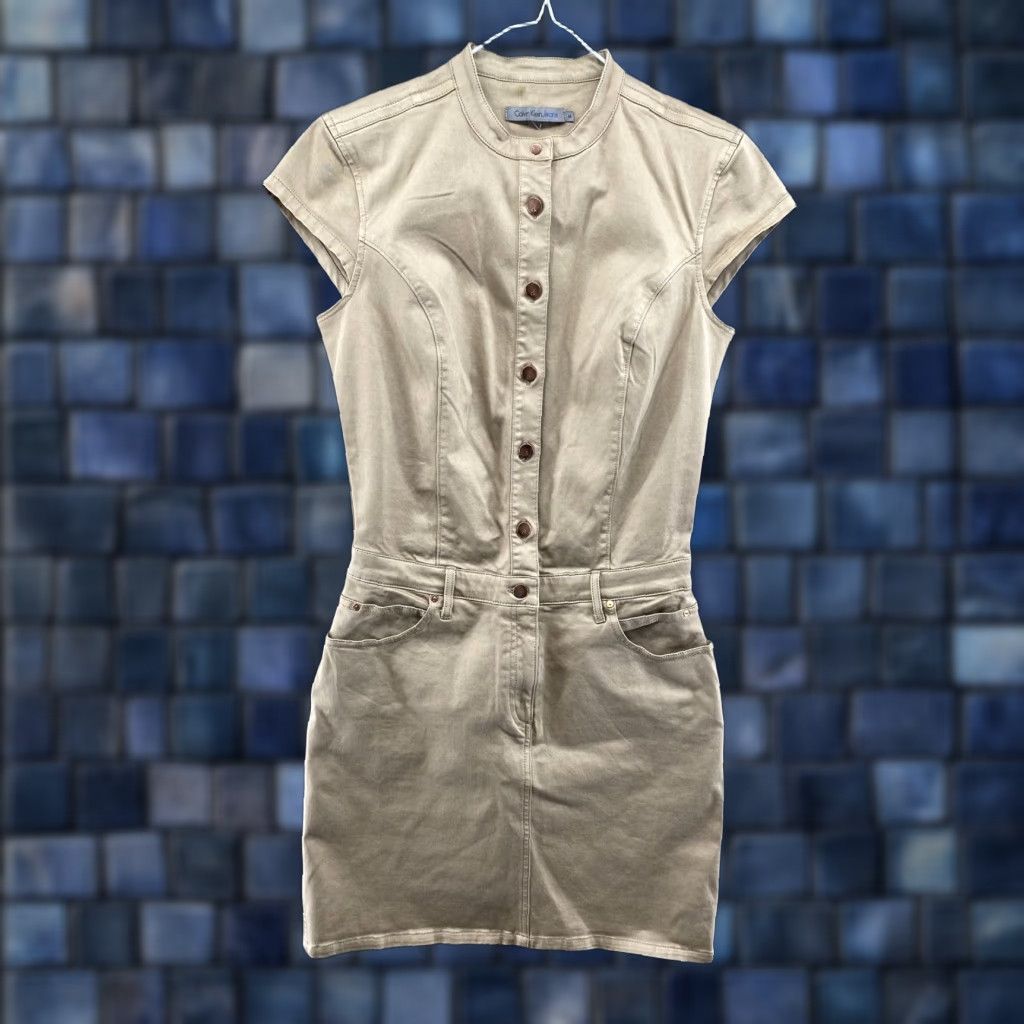 Calvin Klein Calvin Klein Cap Sleeve Button Up Shirt Dress Women’s Size M Beige Dress Shirt Dress Women’s Cap Sleeve Button Up CK Size M / US 6-8 / IT 42-44 - 1 Thumbnail
