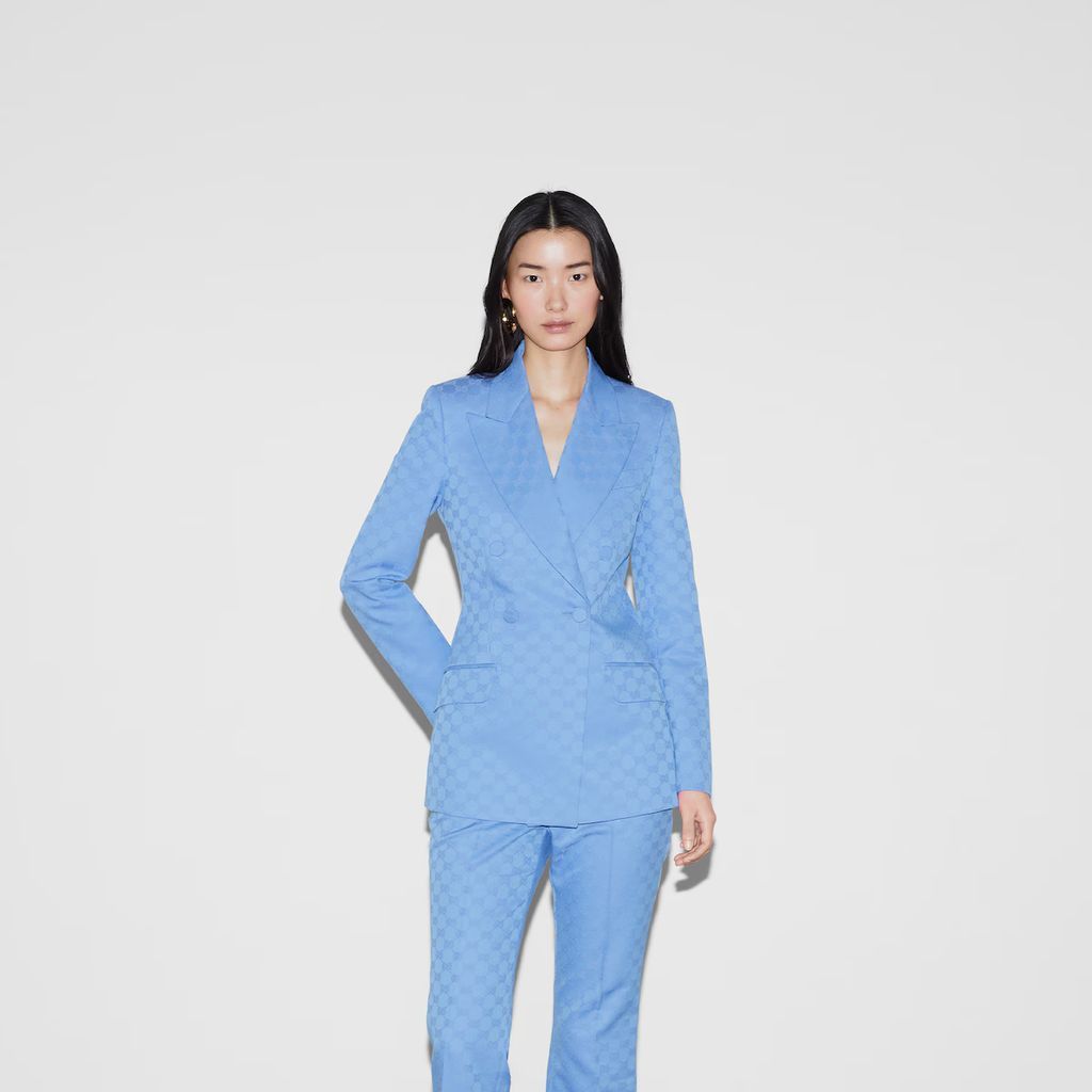 Gucci o1loc1c0226 787674 GG Cotton Gabardine Jacket in Dusty Blue Size XS / US 0-2 / IT 36-38 - 3 Thumbnail