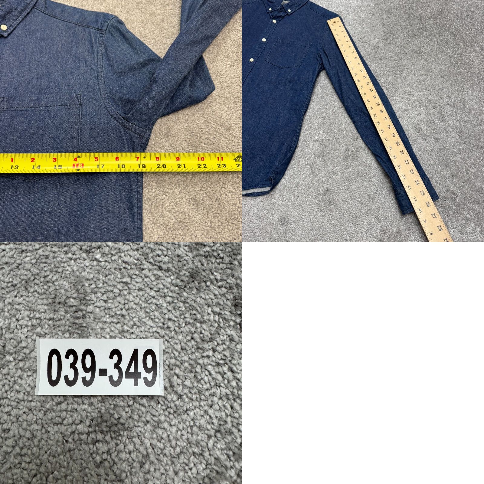 Asos ASOS Denim Button-Down Shirt Mens Small Blue Long Sleeve Cotton Casual Shirt Size US S / EU 44-46 / 1 - 9 Thumbnail