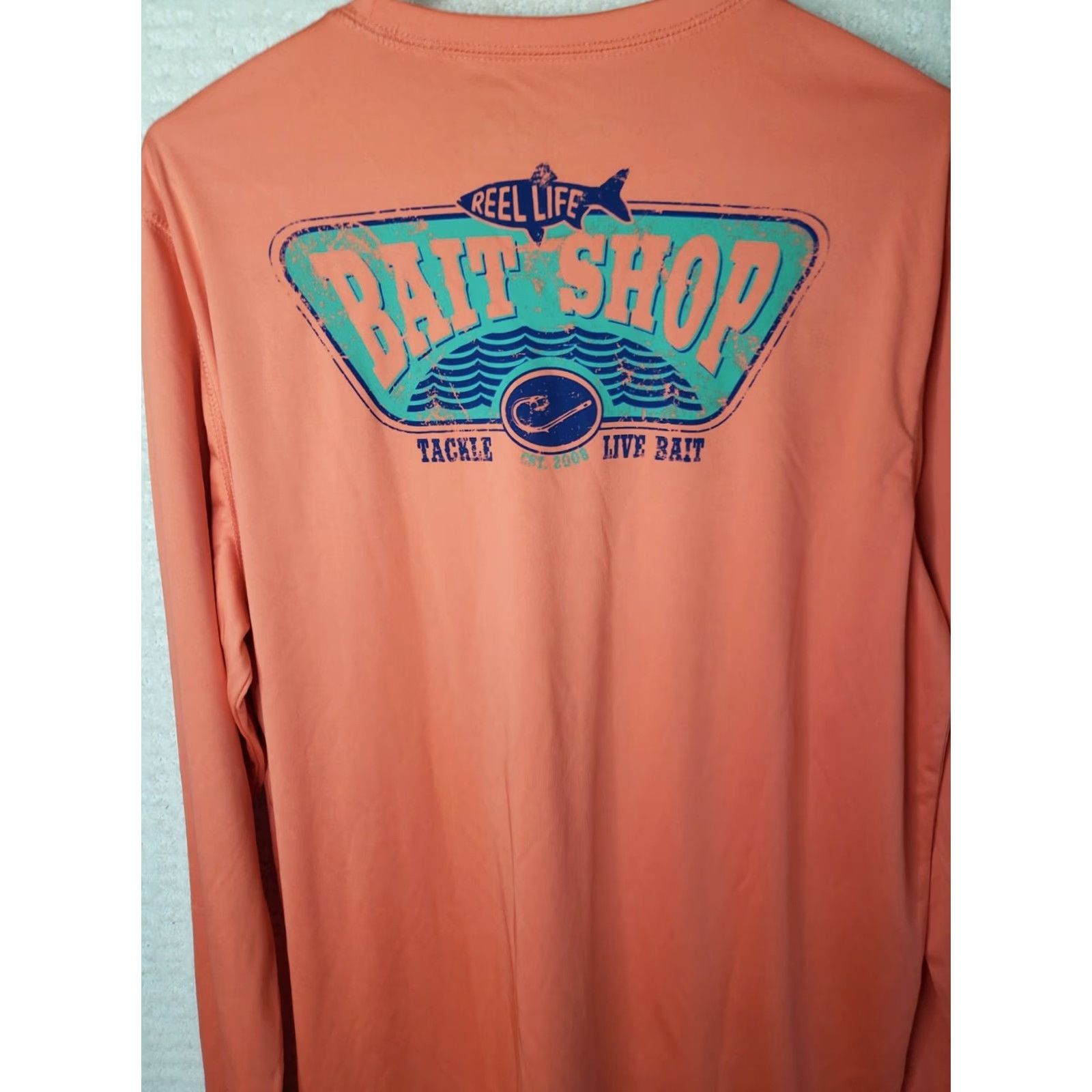 Alife Reel Life Mens Peach Orange Graphic T Shirt Long Sleeve L Fish Logo Back T Shirt Size US L / EU 52-54 / 3 - 7 Thumbnail