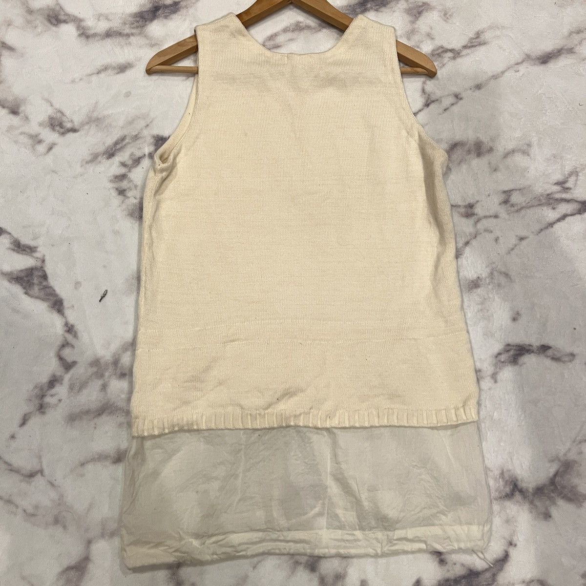 Helmut Lang 1998 Sleeveless Military Parka Sweater with Layered Hem Size US S / EU 44-46 / 1 - 4 Thumbnail