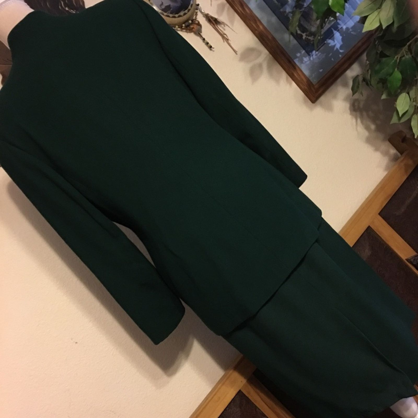 Vintage Kasper ASL green skirt button jacket set 10P Size L / US 10 / IT 46 - 4 Thumbnail
