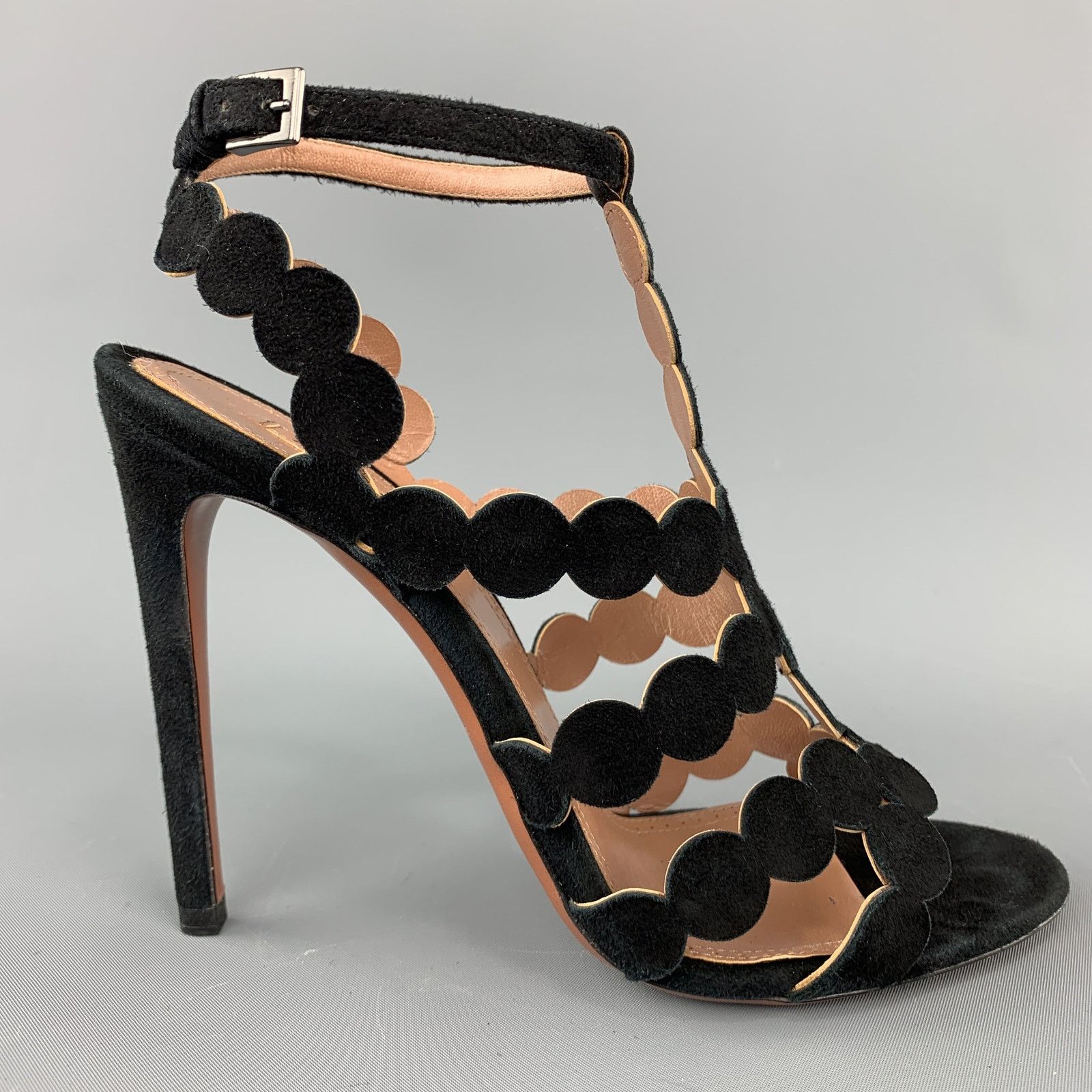 Alaia ALAIA Size 8 Black Suede Laser Cut Strappy Sandals Size US 8 / IT 38 - 1 Thumbnail