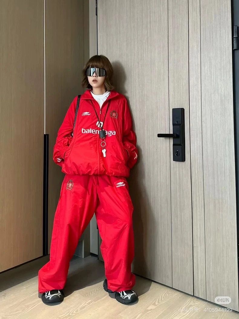 Balenciaga Balenciaga Soccer co-branded red nylon series sweatpants Size US 30 / EU 46 - 5 Thumbnail