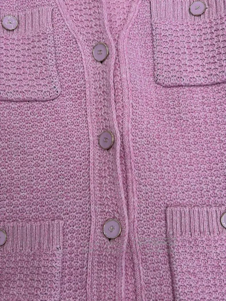 Chanel Chanel Pink cotton wool knitted coat Size XS / US 0-2 / IT 36-38 - 3 Thumbnail
