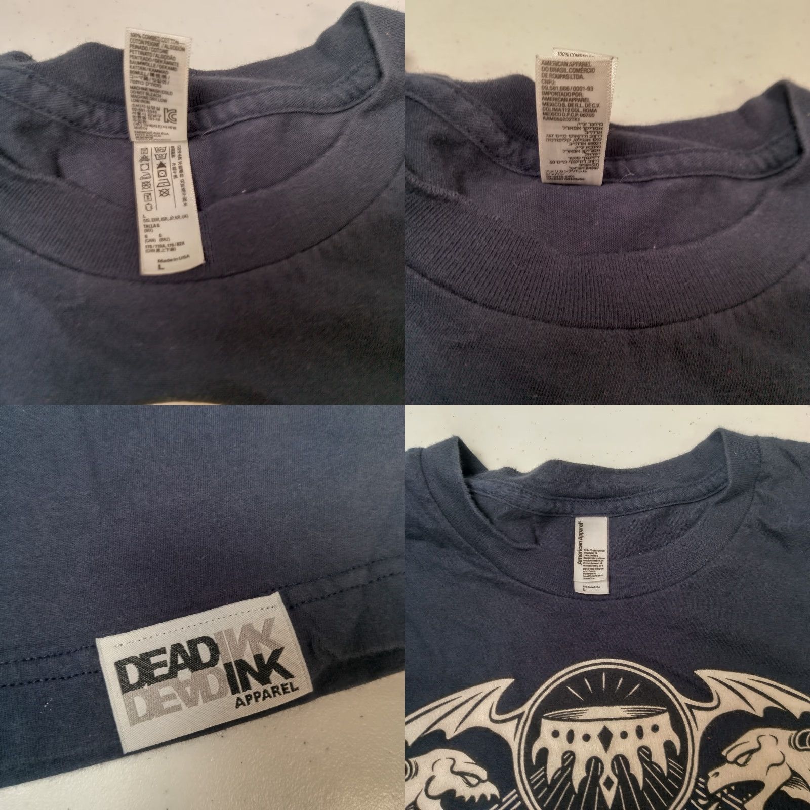 Vintage VINTAGE Dead Ink Apparel Shirt Gargoyle Streetwear Blue Short Sleeve L Adult Crew Neck Cotton T-Shirt Men Size US L / EU 52-54 / 3 - 8 Thumbnail