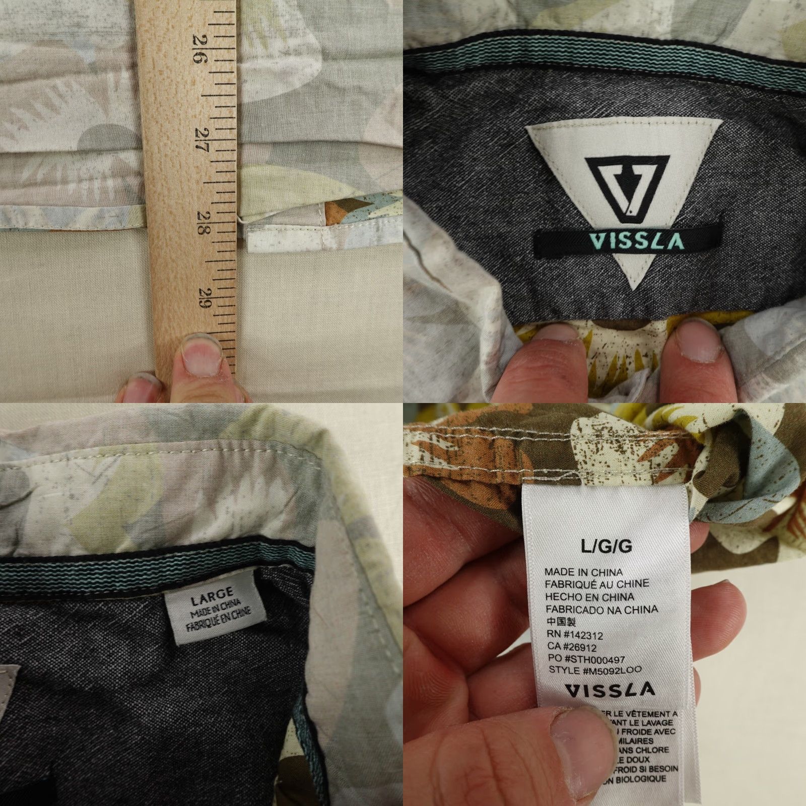 Vissla VINTAGE Vissla Shirt Large Gray Floral Button-Up Casual Beach Mens Size US L / EU 52-54 / 3 - 8 Thumbnail