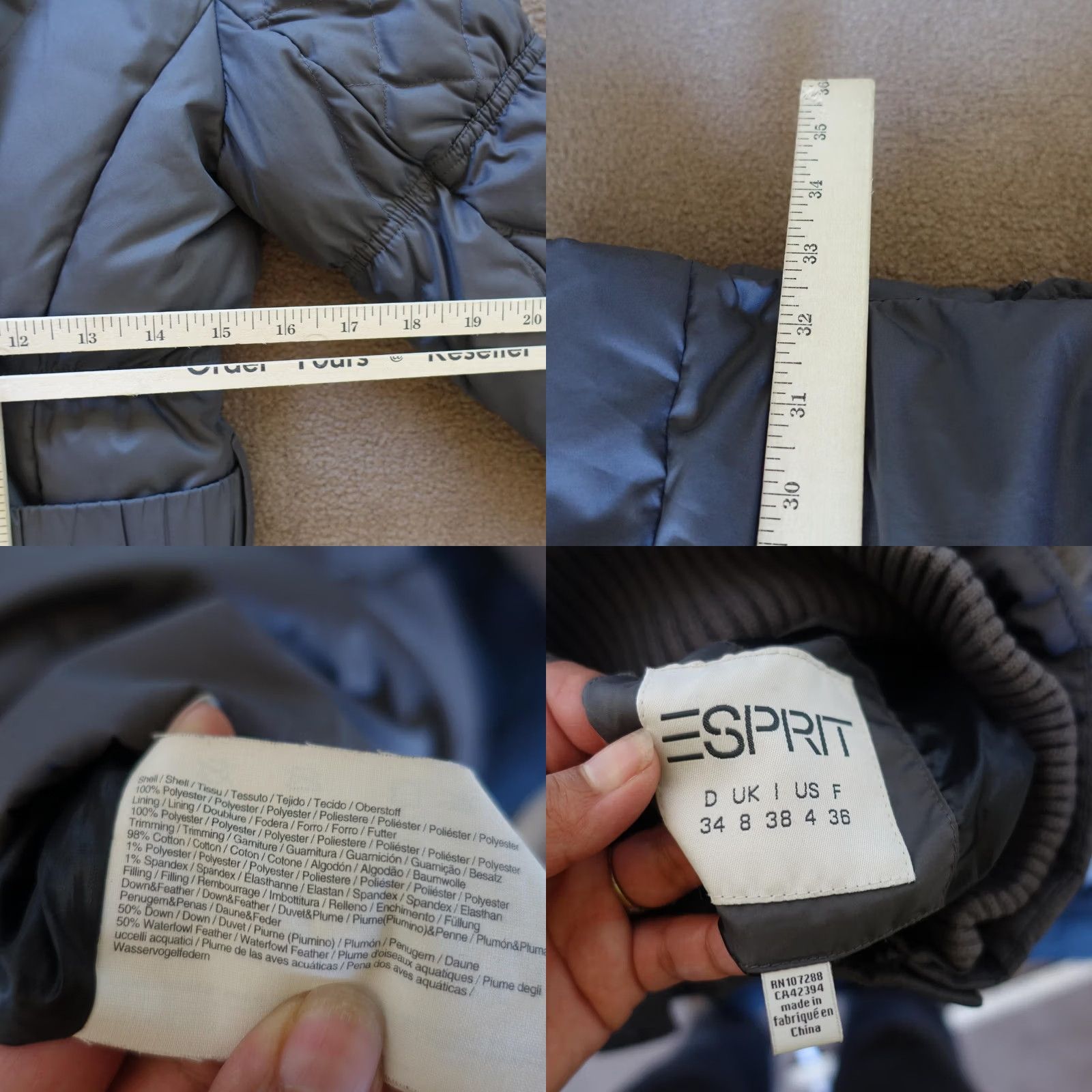 Esprit VINTAGE Esprit Coat Womens 4 Gray Down Puffer Hooded Faux Fur Belt Long Quilted Size S / US 4 / IT 40 - 9 Thumbnail