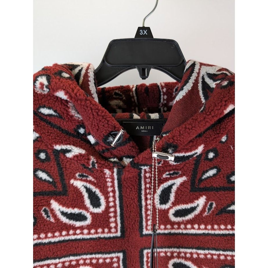 Amiri o1rshd1 Printed Bandana Fleece Hoodie in Red/Black Size US S / EU 44-46 / 1 - 10 Thumbnail