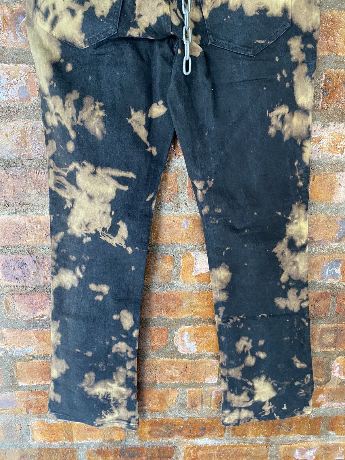 Japanese Brand × KMRii × Shellac SHELLAC Japan Bleach Wash black flare pants Size US 33 - 12 Thumbnail