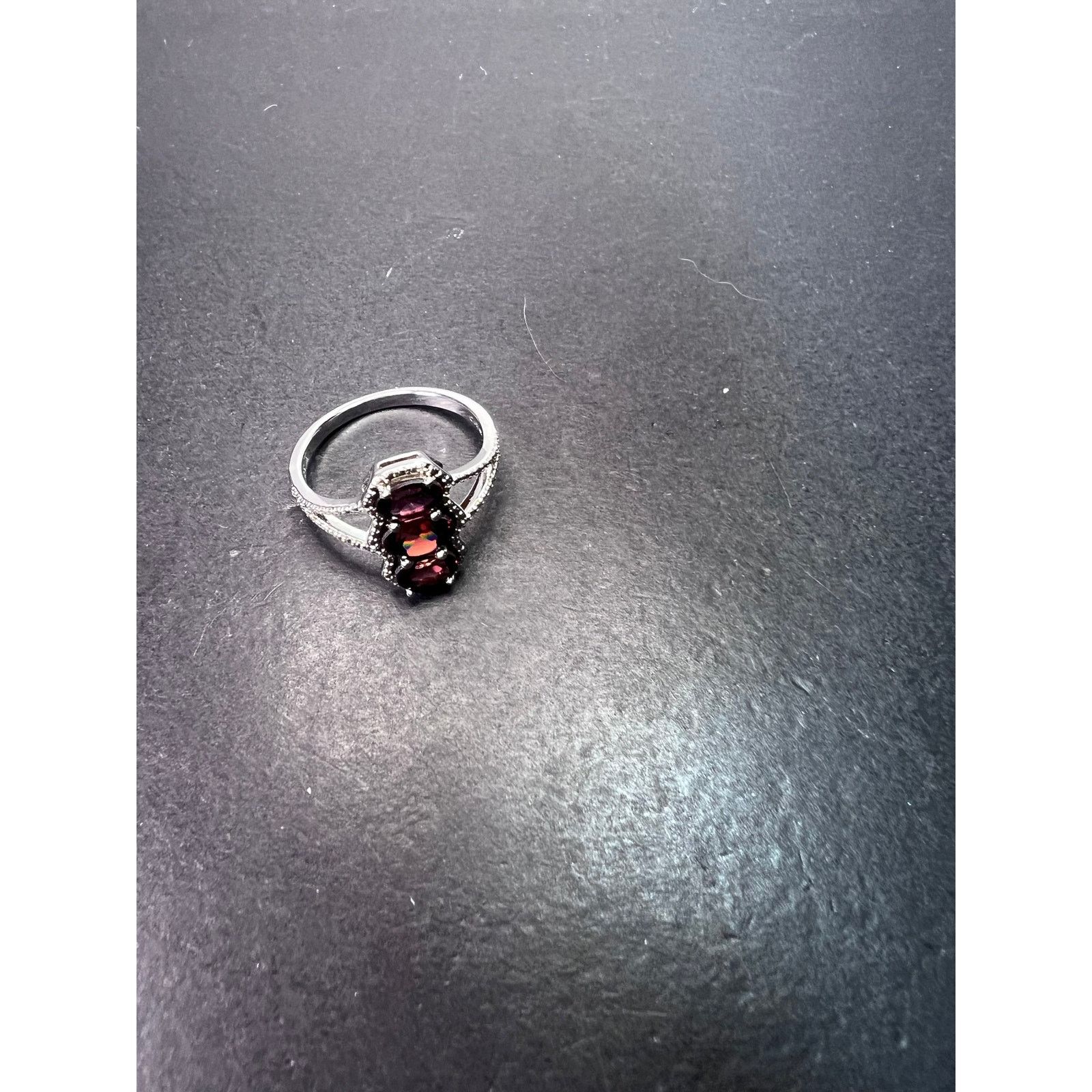 Other Red zircon 3 stone sterling silver ring size 9 Size ONE SIZE - 10 Thumbnail