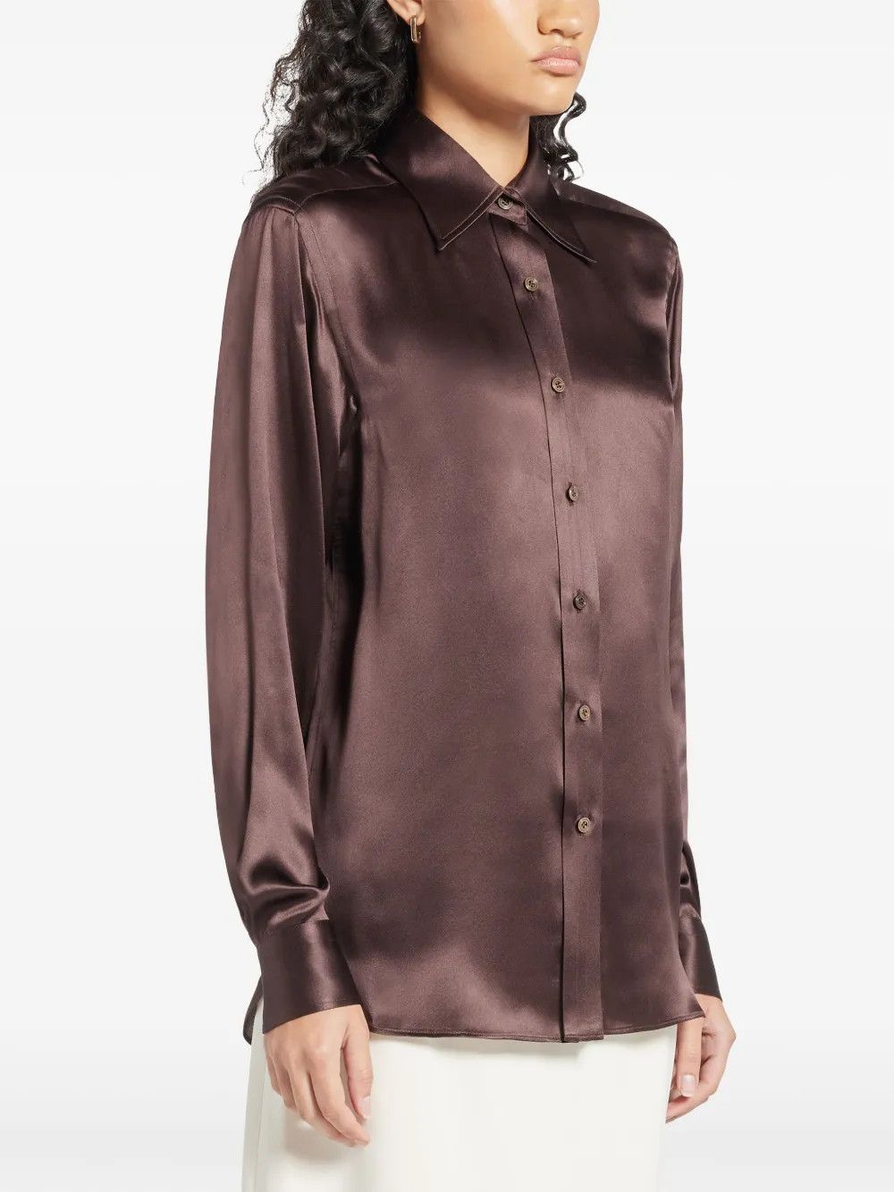 Tom Ford o1y0226 Silk Shirt in Chocolate Brown Size XS / US 0-2 / IT 36-38 - 3 Thumbnail