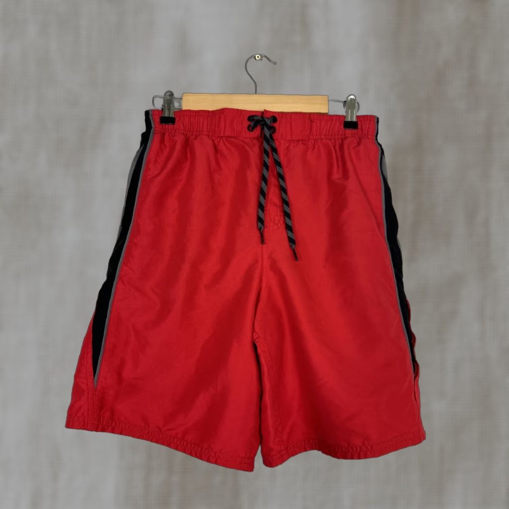 Nike Nike Board Shorts Men M Red Black Lined Swim Bottom 30x9" Size US 31 - 1 Thumbnail