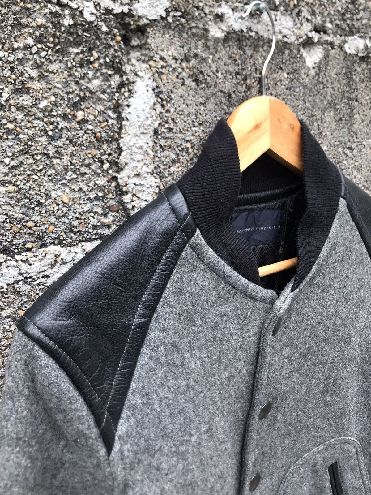 NANO universe 🔥Nano Universe Black Leather Button Varsity Jacket Size US S / EU 44-46 / 1 - 7 Thumbnail