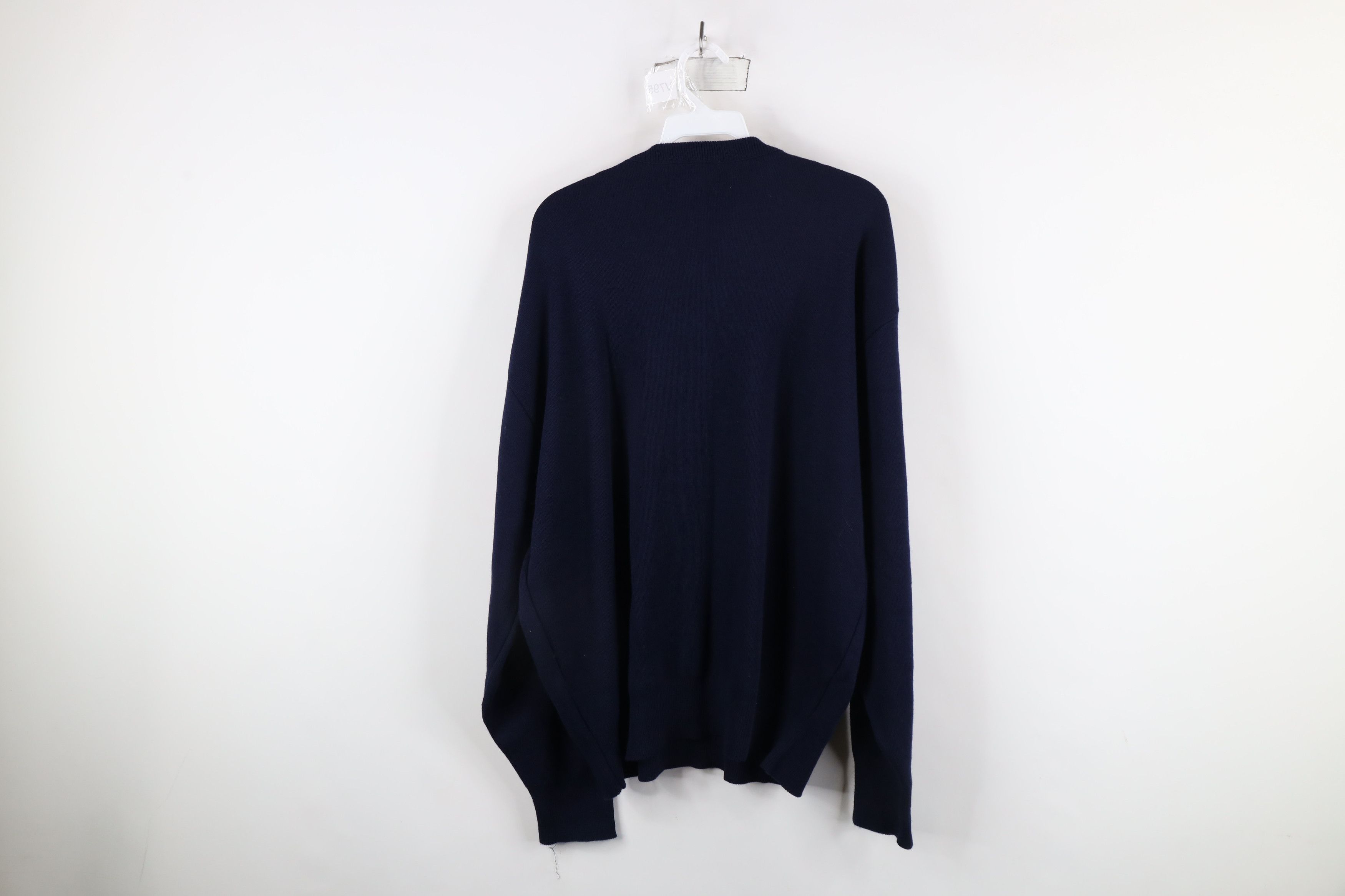Vintage Vintage 90s Streetwear V-Neck Sweater Navy Blue Acrylic USA Size US XL / EU 56 / 4 - 6 Thumbnail