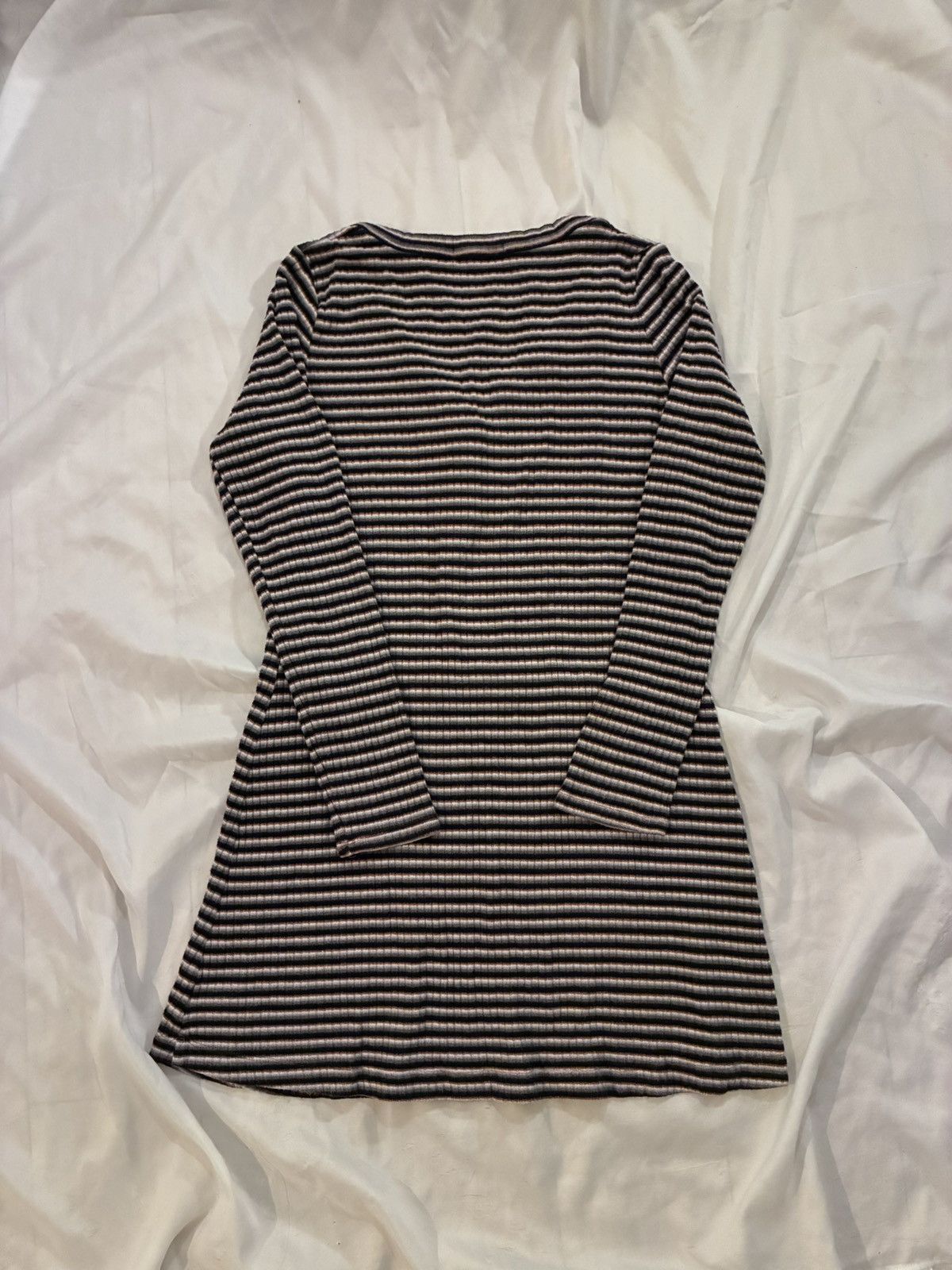 American Eagle Outfitters American Eagle Striped Soft Ribbed Fit & Flare Henley Dress Size M / US 6-8 / IT 42-44 - 6 Thumbnail