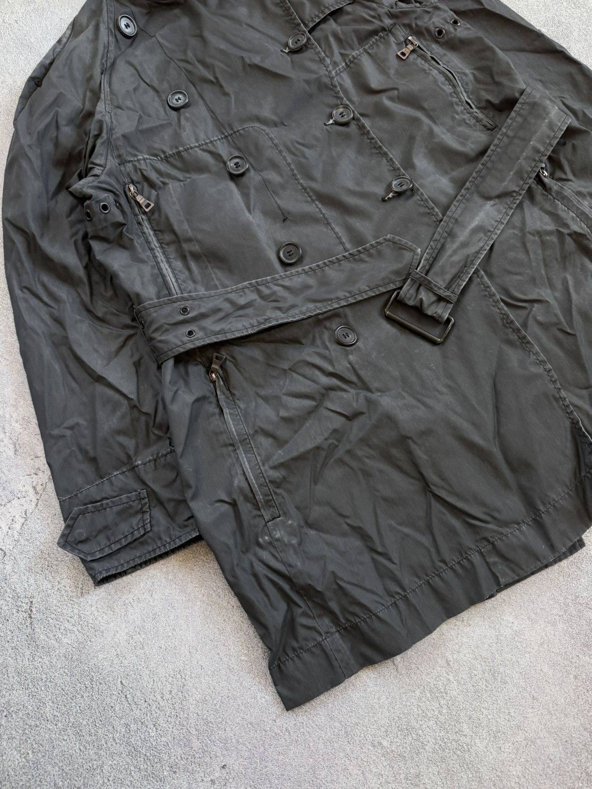 Designer × Prada × Vintage Prada 42size Wmns graphite trench coat jacket + belt vintage Size M / US 6-8 / IT 42-44 - 7 Thumbnail