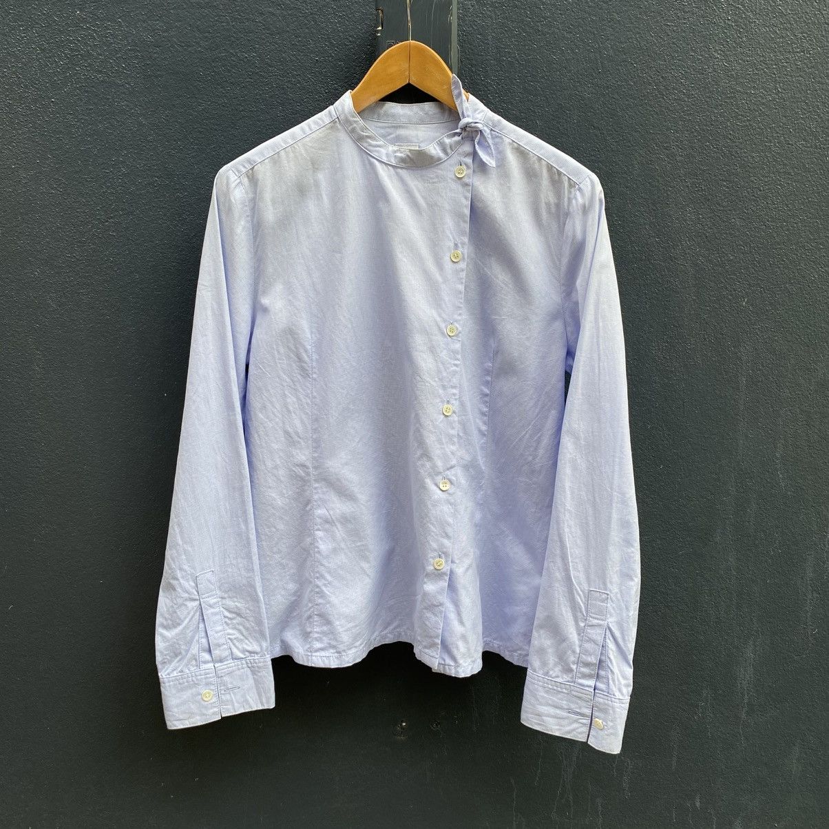 Issey Miyake I.S. Light Blue Asymmetrical Button-Up Blouse Size M / US 6-8 / IT 42-44 - 1 Thumbnail