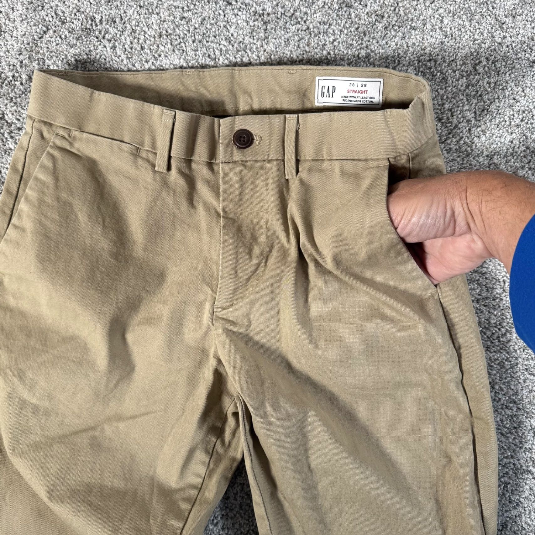 Gap Gap Pants Khaki 28x27.5 Straight Performance Chino Flat Front Regular Mens 28 Inseam 28in Cotton Spandex Stretch Flat Front Pockets Beige Beige Size US 28 / EU 44 - 7 Thumbnail