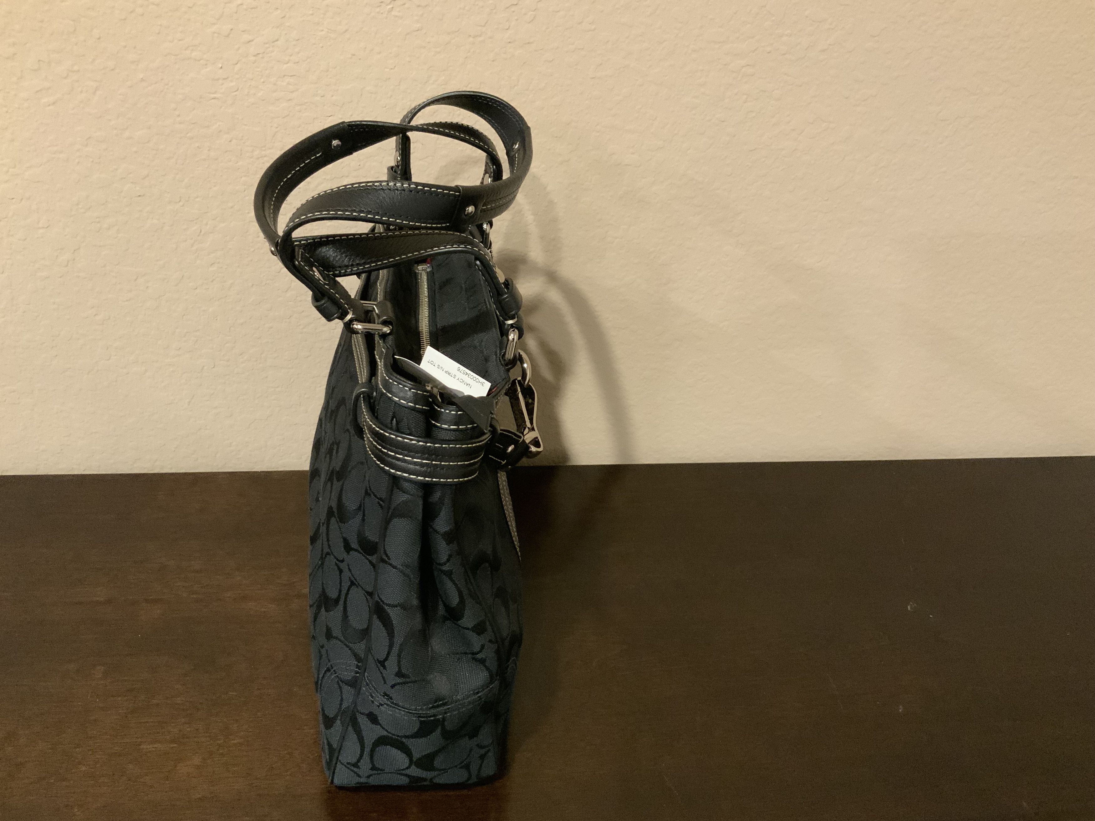 Coach Coach SV/Black/Gray, F13993 SBKGY, Nancy Strp Tote Size ONE SIZE - 4 Thumbnail