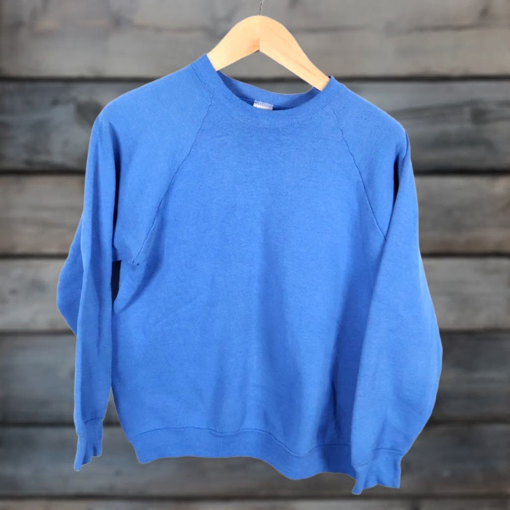 Fruit Of The Loom VINTAGE Fruit of the Loom Sweatshirt Raglan Sleeves 50/50 Blue Adult Large Crew Neck Pullover Men's Old School 80s Retro Size US L / EU 52-54 / 3 - 1 Thumbnail