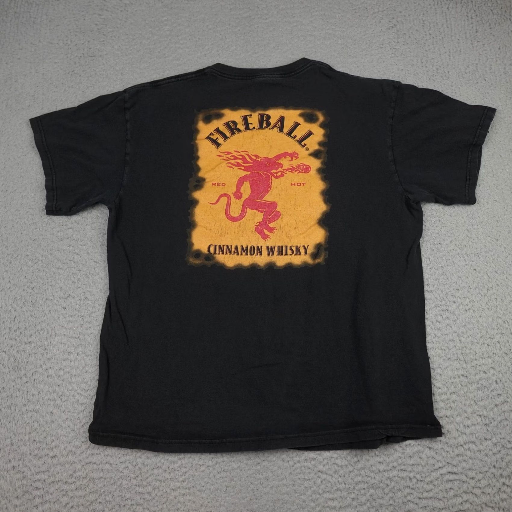 Delta Vintage Fireball Shirt Mens XL Cinnamon Whisky Promo Tee Black Delta Pro Weight Size US XL / EU 56 / 4 - 2 Thumbnail