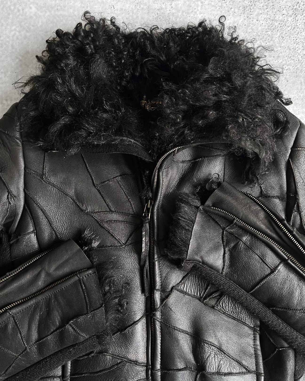 14th Addiction Kyoji Maruyama 00s ‘Mouton’ Sheepskin Patchwork Rider Jacket Size US M / EU 48-50 / 2 - 2 Thumbnail