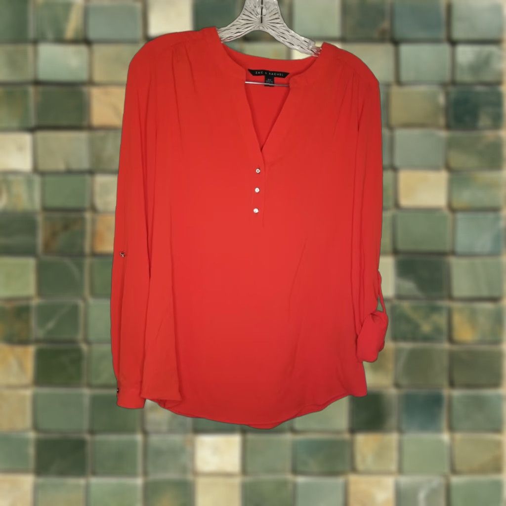 Vintage Zac & Rachel Womens Red Long Sleeve Blouse Size S Size S / US 4 / IT 40 - 1 Thumbnail