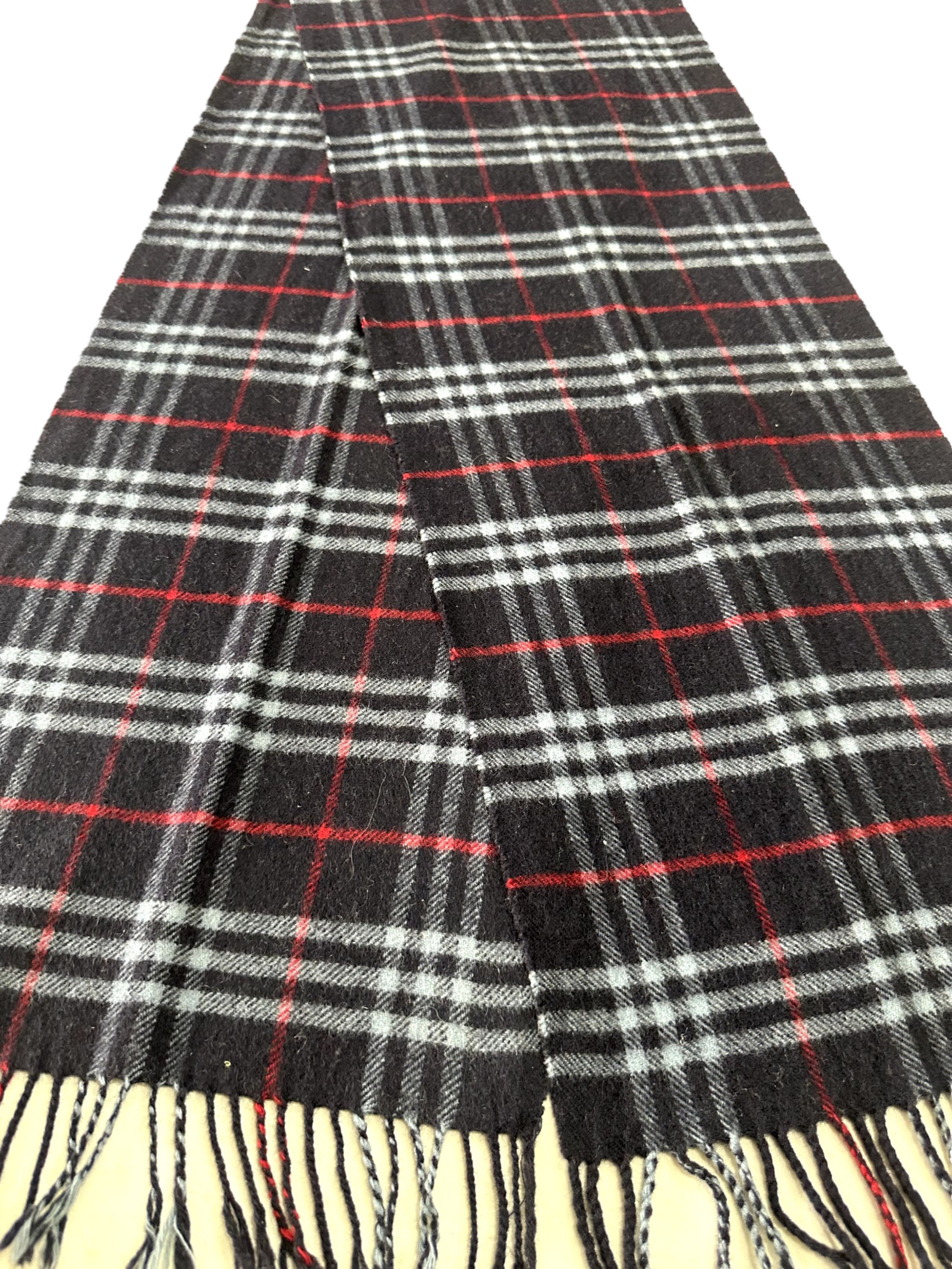 Burberry Burberrys Check Scarf N Blue 100% Lambswool Unisex Scarf Size ONE SIZE - 4 Thumbnail