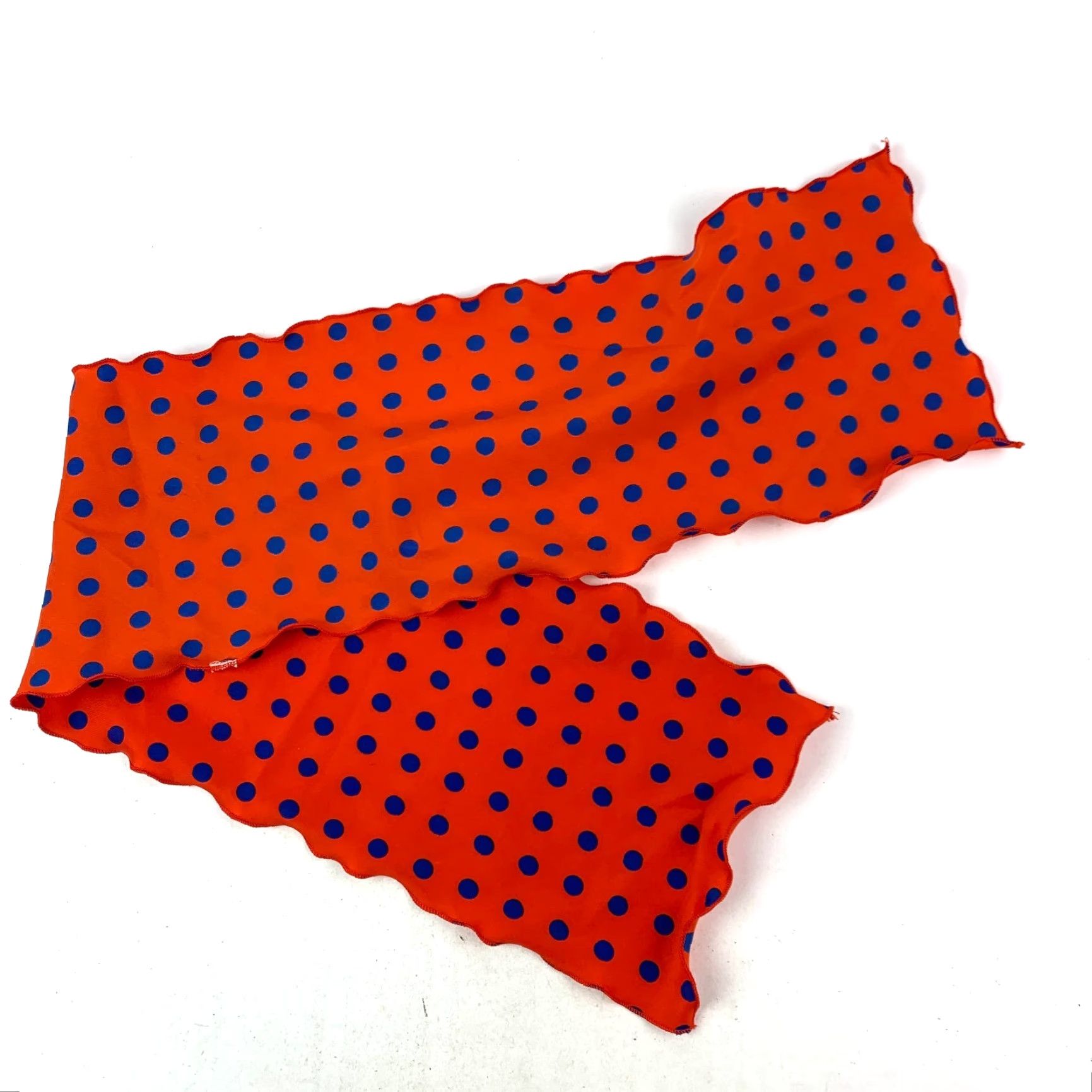 Vintage VINTAGE Scarf Neck Orange Red Blue Polka Dot 7" x 36" Women Rectangle Scarf Adults Womens Size ONE SIZE - 3 Thumbnail
