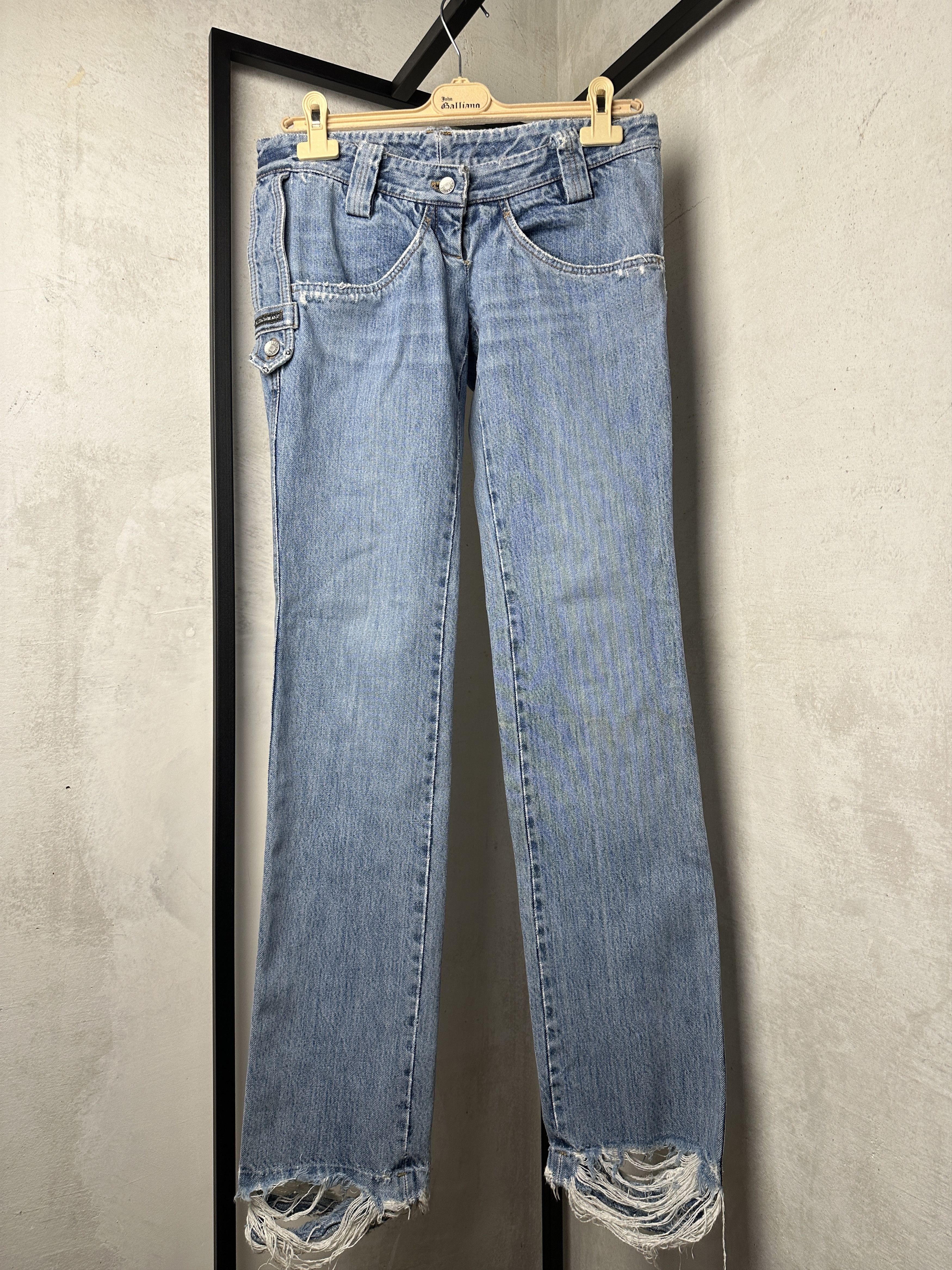 Vintage Dolce & Gabbana Distressed Low Waist Slim Jeans