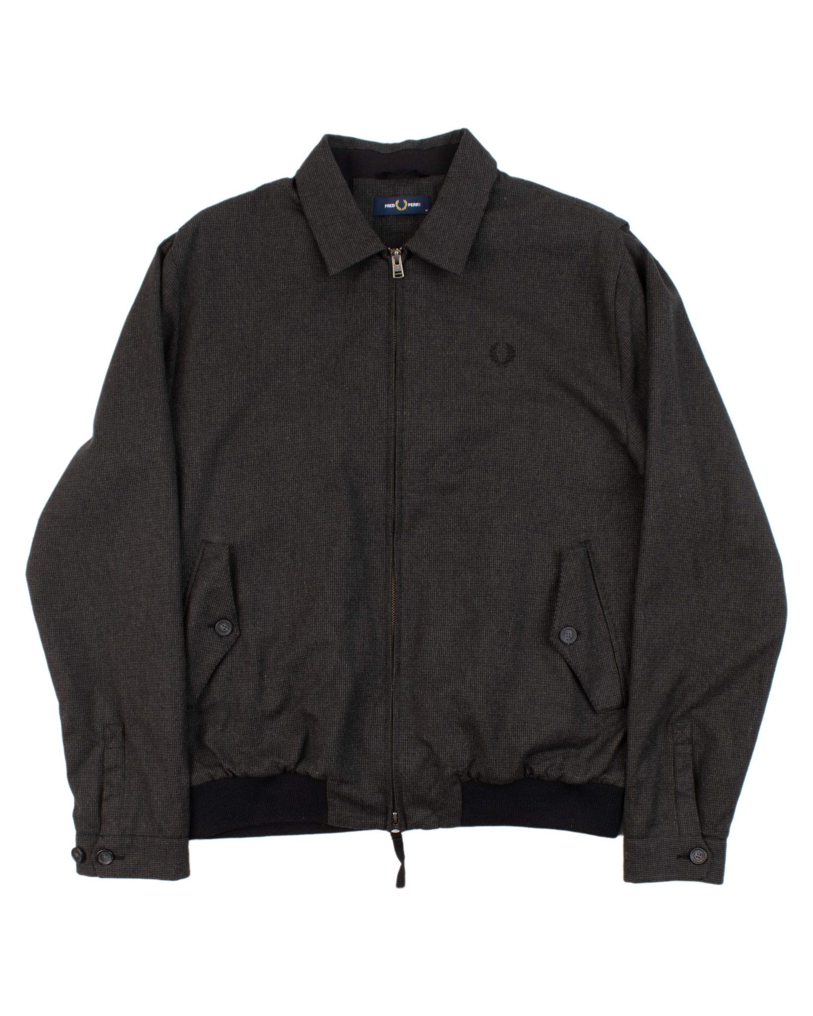image of Fred Perry X Moon Tweed Classic Wool Bomber Jacket in Grey, Men's (Size Medium)