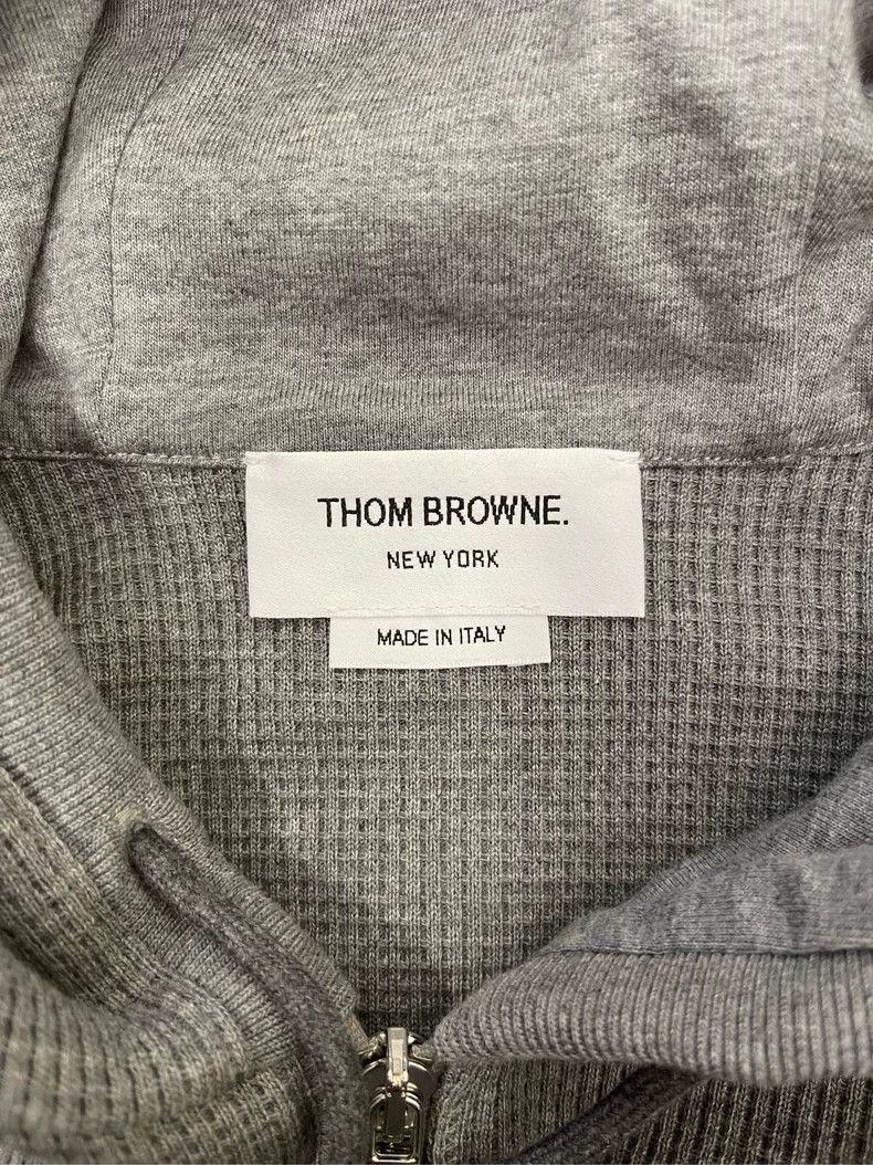 Thom Browne Thom browne Gray classic four-striped waffe zipper jacket 2 Size US L / EU 52-54 / 3 - 5 Thumbnail