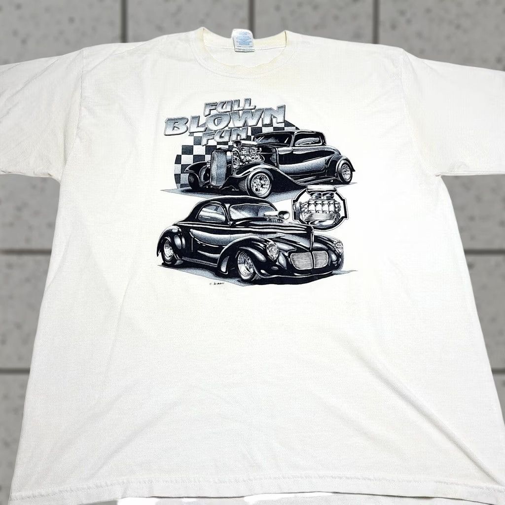 Gildan VINTAGE Cruisin Hot Rod Car Show T-shirt Size XL White “Full Blown Fun” Mens Size US XL / EU 56 / 4 - 1 Thumbnail
