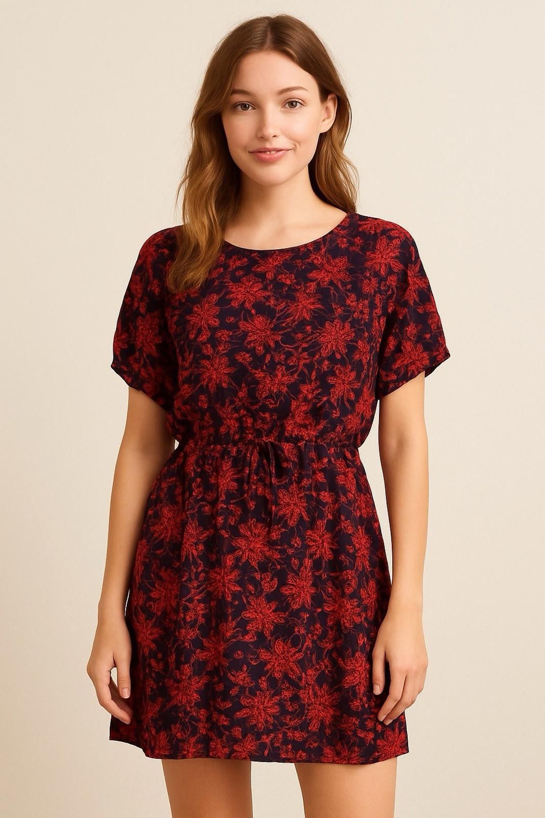 Lands' End Lands’ End Purple Red Floral Modal Mini Dress Size M-L Size M / US 6-8 / IT 42-44 - 2 Thumbnail