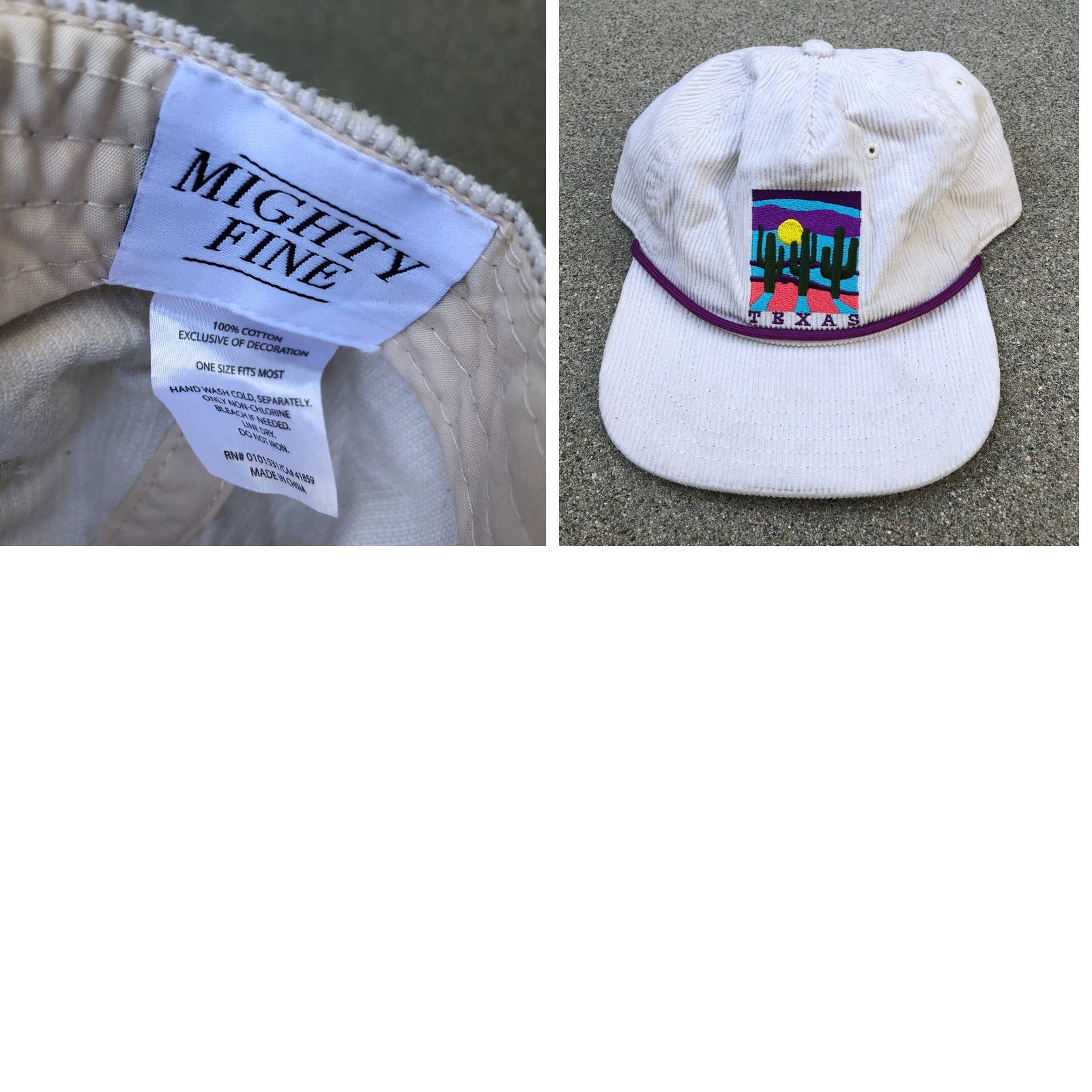 Vintage MIGHTY FINE Texas Corduroy Hat Cap Adjustable Beige Men's Size ONE SIZE - 8 Thumbnail