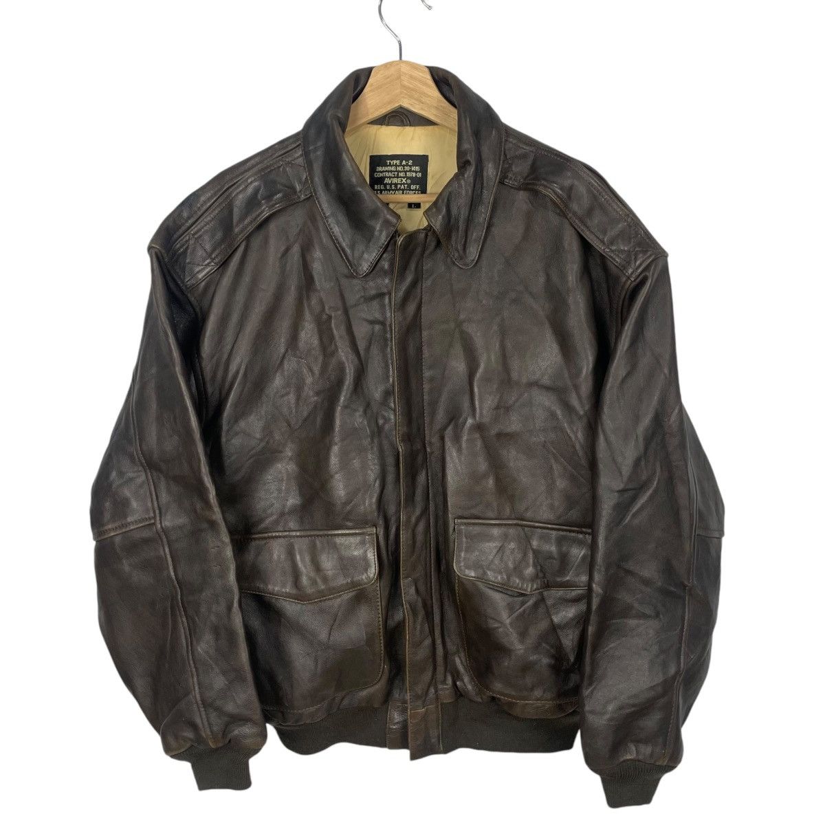 Avirex 💥 TYPE A-2 AVIREX JACKET HANDDRAW LEATHER BOMBER Size US L / EU 52-54 / 3 - 7 Thumbnail